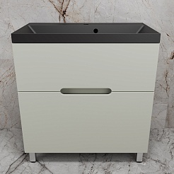 Style Line Тумба с кварцевой раковиной антрацит Матис 80 олива – фотография-2